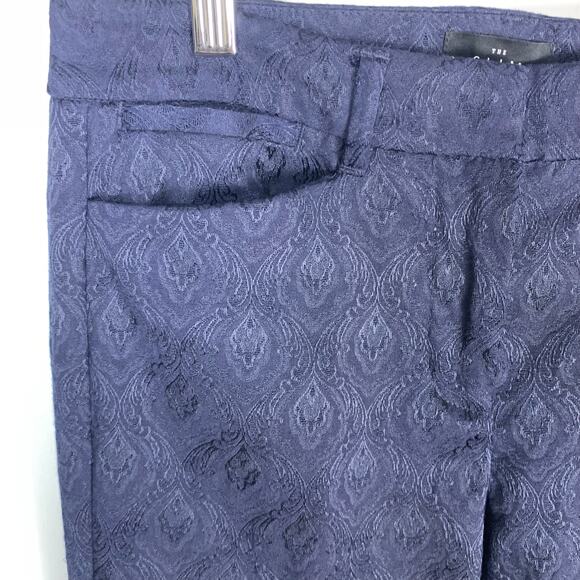 White House Black Market Navy Brocade Slim Cigarette Ankle Pants Women’s Size 00 - Picture 4 of 10